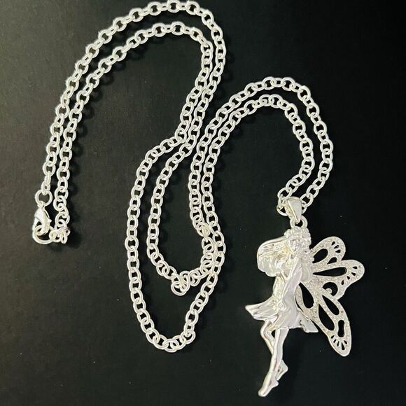 RARE Runway Agatha Paris Pixie Fairy Pendant France Bright Silver Necklace 1043 - Picture 3 of 11